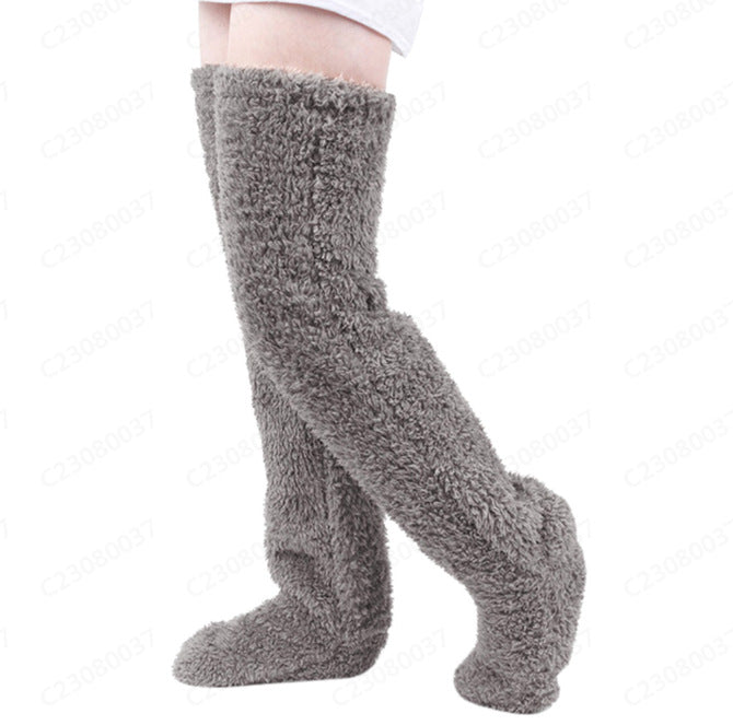 2023 Autumn and Winter Cross-border Amazon Independent Station Teddy Bear Floor Socks Long Stockings Knee Pads Warm High Socks Girls