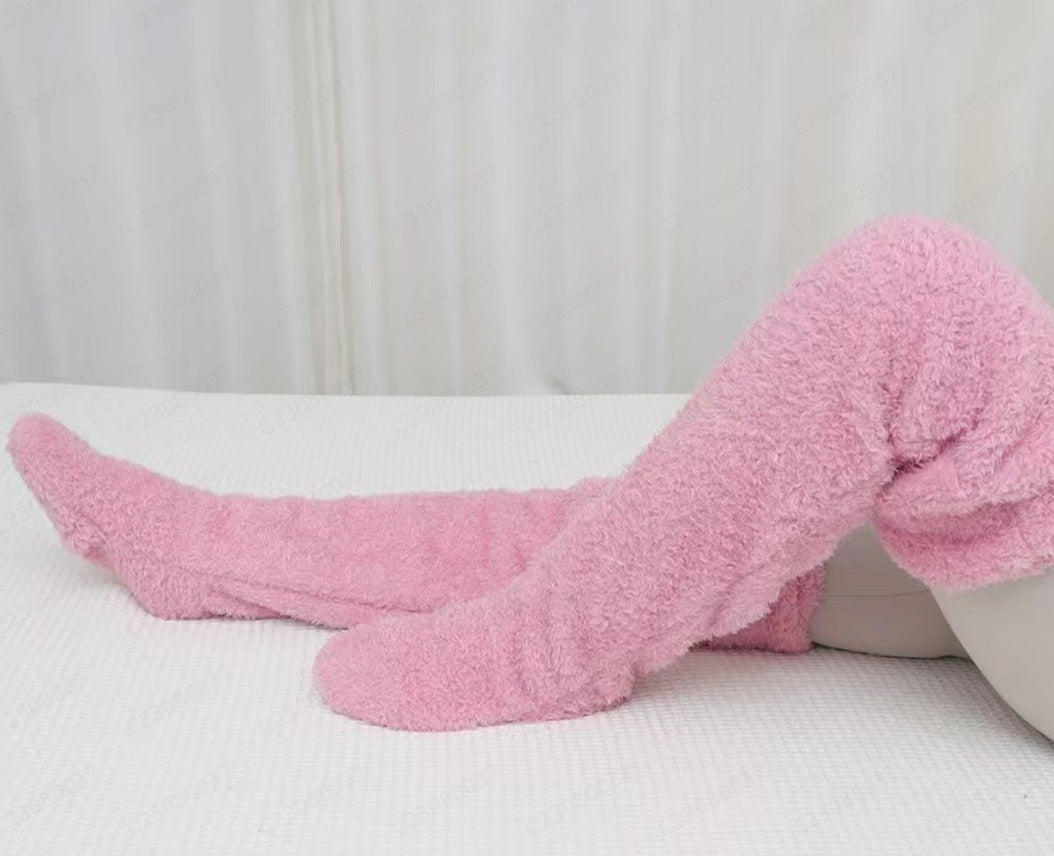 2023 Autumn and Winter Cross-border Amazon Independent Station Teddy Bear Floor Socks Long Stockings Knee Pads Warm High Socks Girls
