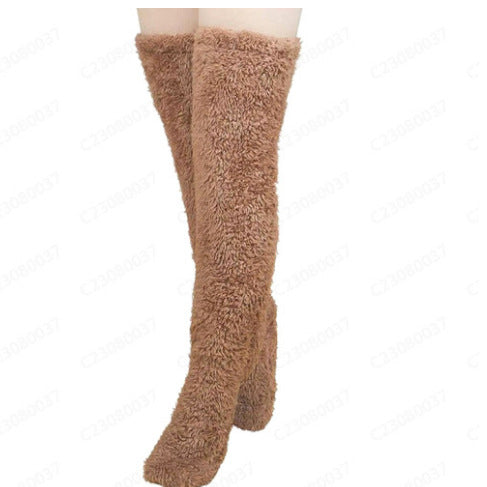 2023 Autumn and Winter Cross-border Amazon Independent Station Teddy Bear Floor Socks Long Stockings Knee Pads Warm High Socks Girls